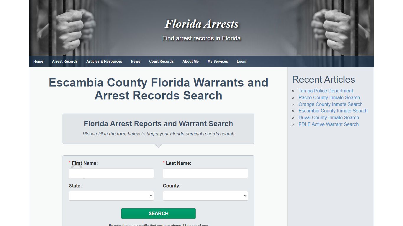 Escambia County Florida Warrants and Arrest Records Search